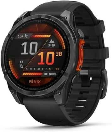Išmanusis laikrodis Garmin fēnix® 8 Pro – 51 mm, AMOLED Sapphire, Pilkos anglies spalvos DLC titanas su juodos / pilkos akmenukų spalvos silikoniniu dirželiu | 010-03199-01