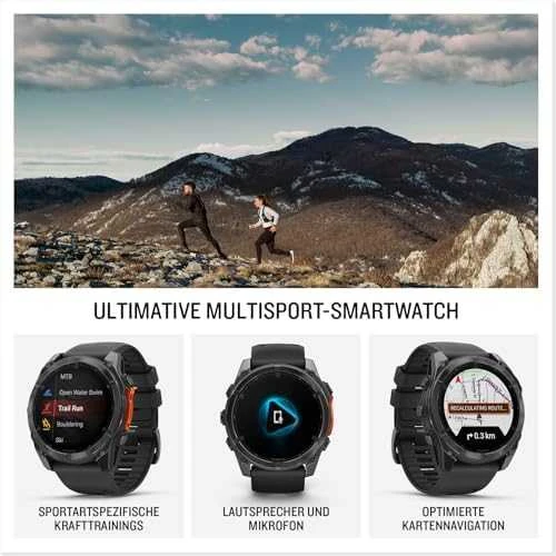 Išmanusis laikrodis Garmin fēnix® 8 Pro – 51 mm, AMOLED Sapphire, Pilkos anglies spalvos DLC titanas su juodos / pilkos akmenukų spalvos silikoniniu dirželiu | 010-03199-01