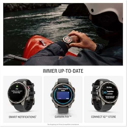 Išmanusis laikrodis Garmin fēnix® 8 Pro – 47 mm, AMOLED Sapphire, titanas su grafito spalvos / juodu silikoniniu dirželiu