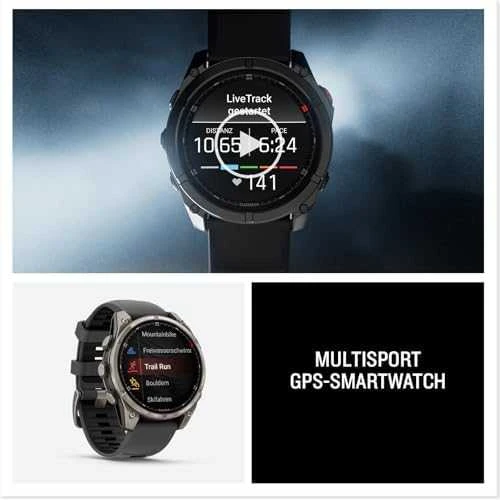 Išmanusis laikrodis Garmin fēnix® 8 Pro – 47 mm, AMOLED Sapphire, titanas su grafito spalvos / juodu silikoniniu dirželiu