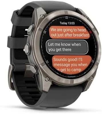 Išmanusis laikrodis Garmin fēnix® 8 Pro – 47 mm, AMOLED Sapphire, titanas su grafito spalvos / juodu silikoniniu dirželiu