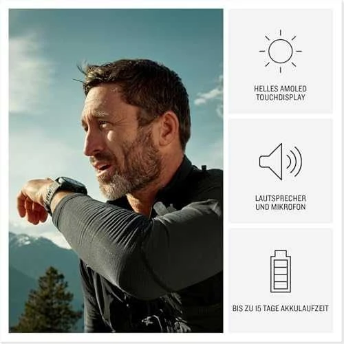 Išmanusis laikrodis Garmin fēnix® 8 Pro – 47 mm, AMOLED Sapphire, titanas su grafito spalvos / juodu silikoniniu dirželiu