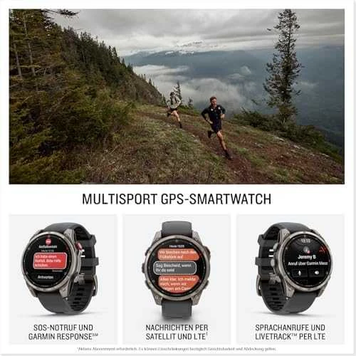 Išmanusis laikrodis Garmin fēnix® 8 Pro – 47 mm, AMOLED Sapphire, titanas su grafito spalvos / juodu silikoniniu dirželiu