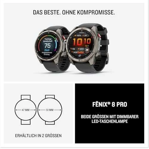 Išmanusis laikrodis Garmin fēnix® 8 Pro – 51 mm, AMOLED Sapphire, titanas su grafito spalvos / juodu silikoniniu dirželiu | 010-03199-11