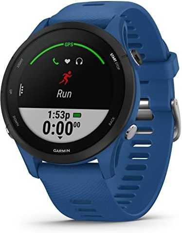 Išmanusis laikrodis Garmin Forerunner 255, Juodos spalvos apvadas su mėlynos spalvos silikoniniu dirželiu, 46mm