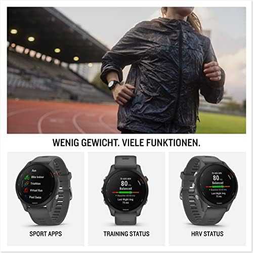 Išmanusis laikrodis Garmin Forerunner 255, Juodos spalvos apvadas su mėlynos spalvos silikoniniu dirželiu, 46mm