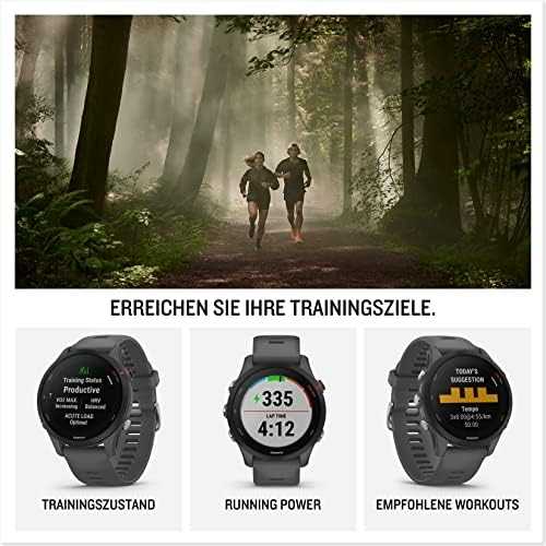 Išmanusis laikrodis Garmin Forerunner 255, Juodos spalvos apvadas su mėlynos spalvos silikoniniu dirželiu, 46mm
