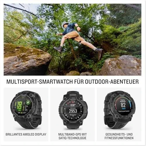 Išmanusis laikrodis Garmin Instinct 3 – 45 mm, AMOLED Juodas su juodu dirželiu
