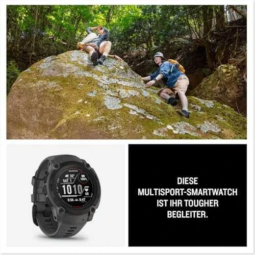 Išmanusis laikrodis Garmin Fenix E, 47 mm, AMOLED, Pilkai melsvos spalvos plienas, Juodo silikono dirželis