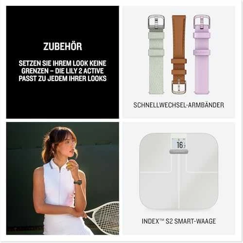 Išmanusis laikrodis Garmin Lily® 2 Active, Pilkšvos aukso spalvos su kreminės spalvos silikoniniu dirželiu