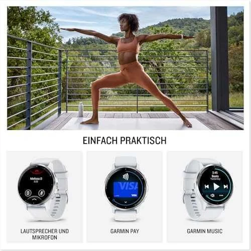 Išmanusis laikrodis Garmin Venu® 3, 45 mm, Sidabro spalvos nerūdijančiojo plieno apvadas su baltojo akmens korpusu ir silikoniniu dirželiu