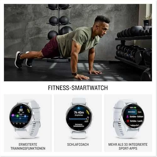 Išmanusis laikrodis Garmin Venu® 3, 45 mm, Sidabro spalvos nerūdijančiojo plieno apvadas su baltojo akmens korpusu ir silikoniniu dirželiu