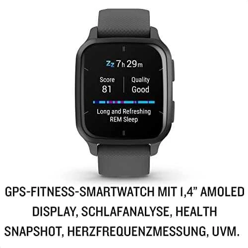 Išmanusis laikrodis Garmin Venu® Sq 2 Skalūnų spalvos aliuminio apvadas su šešėlio pilkos spalvos korpusu ir silikoniniu dirželiu