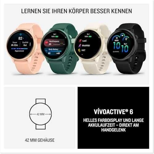 Išmanusis laikrodis Garmin vívoactive® 6, Metalinės jaspio spalvos su žaliojo jaspio spalvos dirželiu