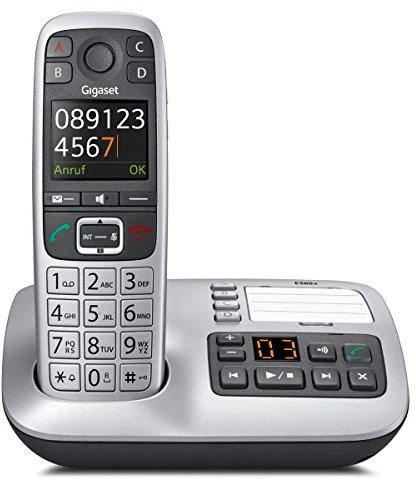 Gigaset E560A - DECT telefonas - Belaidis ragelis - Garsiakalbis - 200 įrašų - Skambintojo ID - Juodas,Sidabrinis