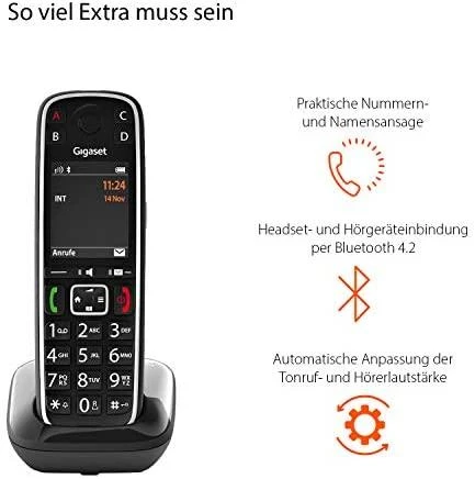 GIS Gigaset E720 Analoginio ryšio / DECT telefonas Skambintojo ID Juoda