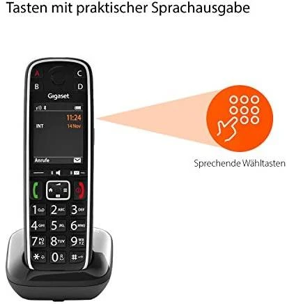 GIS Gigaset E720 Analoginio ryšio / DECT telefonas Skambintojo ID Juoda