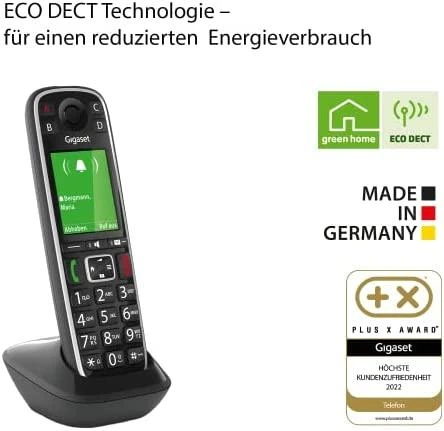 GIS Gigaset E720 Analoginio ryšio / DECT telefonas Skambintojo ID Juoda