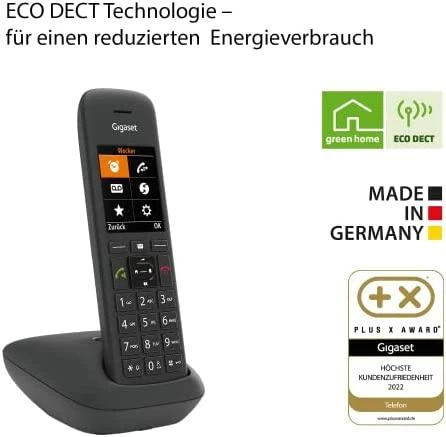 GIS Gigaset C575 Analoginio ryšio / DECT telefonas Skambintojo ID Juoda
