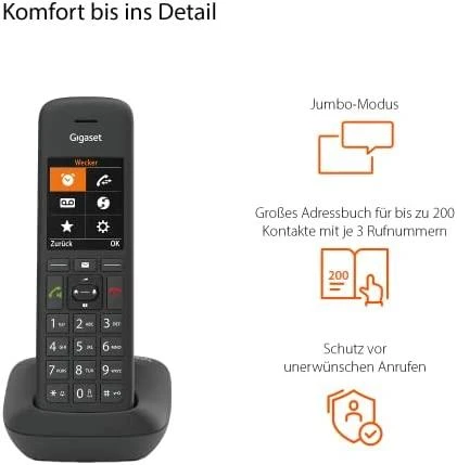 GIS Gigaset C575 Analoginio ryšio / DECT telefonas Skambintojo ID Juoda