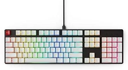 Pakaitiniai klaviatūros klavišai Glorious Aura Keycaps - 105vnt, ANSI, US išdėstymas, Balti