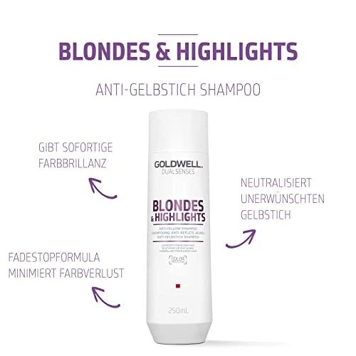 Šviesintų plaukų šampūnas Goldwell Blondes&amp;HighLights Anti-Geltona Šampūnas 250ml