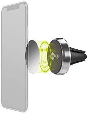 Goobay | Magnetinis laikiklis Metalinis plonas dizainas (35 mm) | 38685 | Juodas/Sidabrinis | Magnetinis laikiklis tinka beveik kiekvienam išmaniajam telefonui; Quick-Snap surinkimo technologija greitam ir paprastam naudojimui; Išmanus ir beveik nematomas tvirtinimo variantas ant automobilio ventiliacijos veleno; Puikiai tinka ir kaip stalinis stovas išmaniajam telefonui