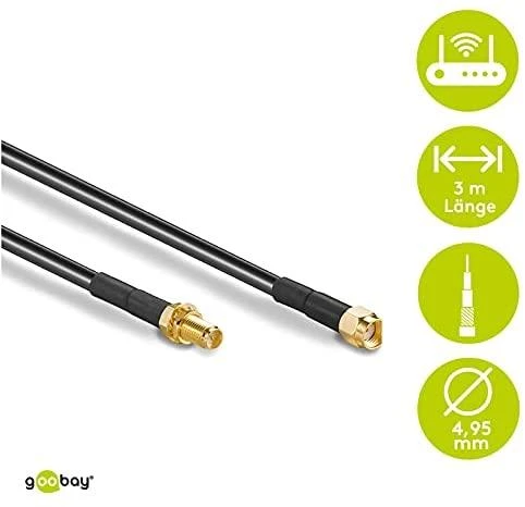 Goobay Kabelis RP-SMA lizdas - RP-SMA kištukas 3m 50ohm