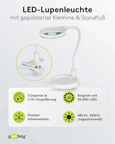 Kosmetinė didinamojo stiklo lempa 30xLED 6W 480lm Goobay K/S