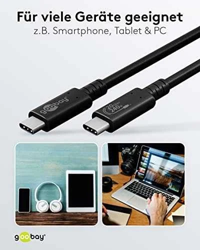 Kabelis USB-C USB4 Gen 2x2 20 Gb/s 240W Goobay 2m