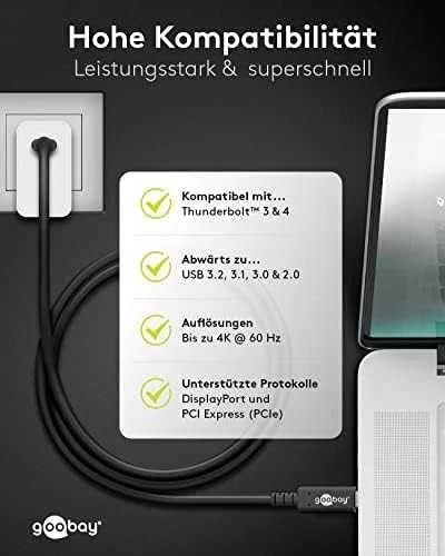 Kabelis USB-C USB4 Gen 2x2 20 Gb/s 240W Goobay 2m