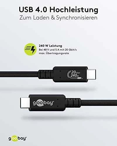 Kabelis USB-C USB4 Gen 2x2 20 Gb/s 240W Goobay 2m