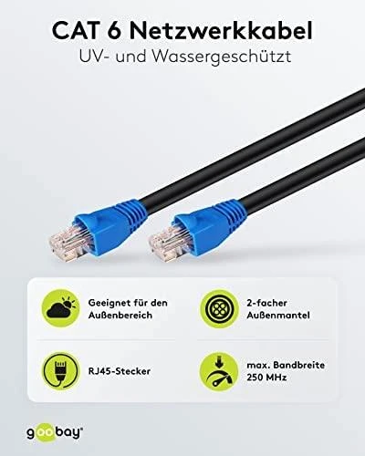 Goobay GB CAT6 U/UTP OUTDOOR Juodas 50M