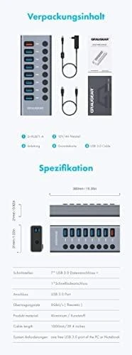 GAU GRAUGEAR G-HUB71-A sąsajos šakotuvas USB 3.2 Gen 1 (3.1 Gen 1) Type-A 5000 Mbit/ai