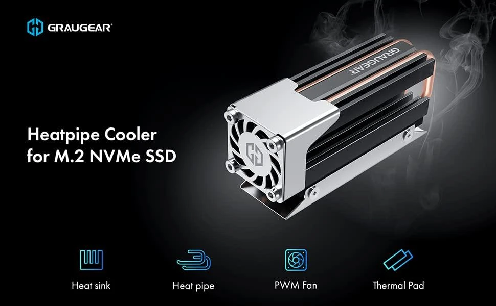 Graugear M.2 SSD aušintuvas su aktyviu ventiliatoriumi