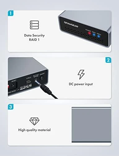 GAU GRAUGEAR G-25RD2-AC-10G saugojimo diskų korpusas HDD / SSD aptvaras Sidabras 2.5″