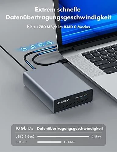 GAU GRAUGEAR G-25RD2-AC-10G saugojimo diskų korpusas HDD / SSD aptvaras Sidabras 2.5″
