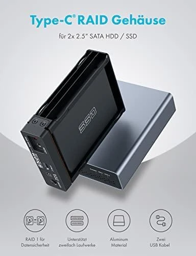 GAU GRAUGEAR G-25RD2-AC-10G saugojimo diskų korpusas HDD / SSD aptvaras Sidabras 2.5″