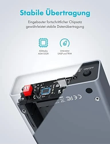 GAU GRAUGEAR G-25RD2-AC-10G saugojimo diskų korpusas HDD / SSD aptvaras Sidabras 2.5″