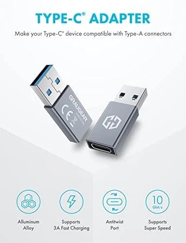 USB adapteris Graugear USB-C - USB Sidabrinis (G- AD- CTA- 10G)