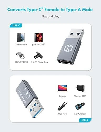 USB adapteris Graugear USB-C - USB Sidabrinis (G- AD- CTA- 10G)