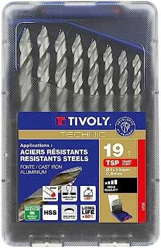 Grąžtas Tivoly Metalo grąžtų rinkinys 1-10mm, "Smart Point" pakopinis antgalis, 19vnt