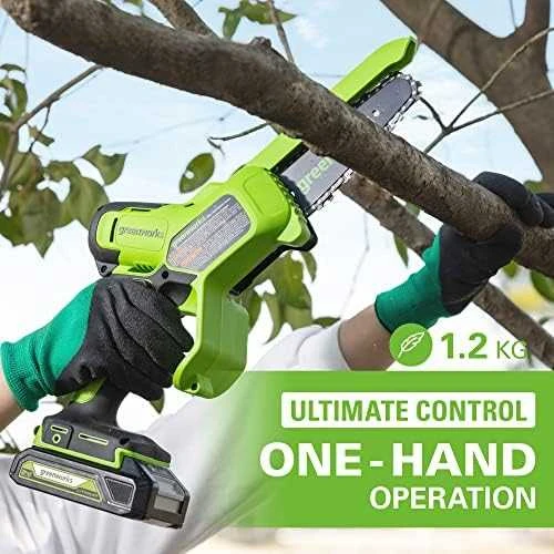Grandininis pjūklas Greenworks G24MCS10; 24 V (be akumuliatoriaus ir pakrovėjo)