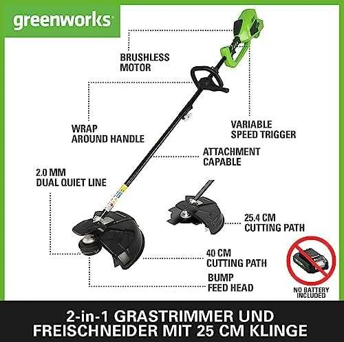 Greenworks žoliapjovė ir krūmapjovė GD40BC 40 cm 40V, be akumuliatoriaus ir kroviklio