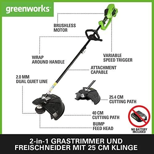 Greenworks žoliapjovė ir krūmapjovė GD40BC 40 cm 40V, be akumuliatoriaus ir kroviklio