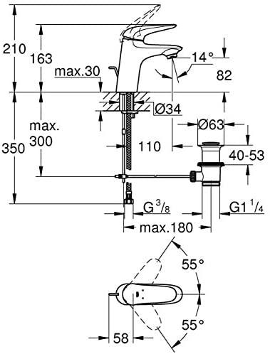 Praustuvo maišytuvas GROHE Eurostyle, baltas/chromas S-dydis