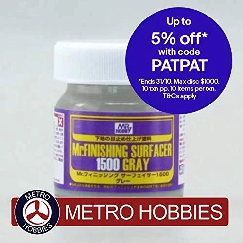 Mr Hobby Mr.Hobby Mr. Finishing Surfacer 1500 pilkas gruntas 40 ml (SF-289)