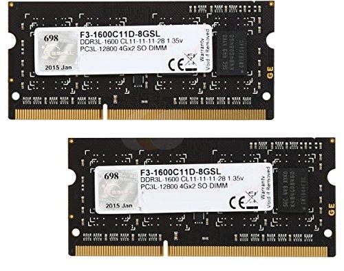 G.Skill SO-DIMM 8 GB DDR3-1600 (2x 4 GB) dviejų parametrų rinkinys, atmintis - F3-1600C11D-8GSL