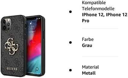 Dėklas GUESS GUHCP12M4GMGGR IPHONE 12/12 PRO 6.1 "GRAY/GRAY HARDCASE 4G BIG METAL LOGO