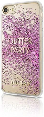 Guess GUHCP7GLUQPU Apple iPhone 6/7/8/SE 2020 / SE 2022 violetinės spalvos kietas dėklas Liquid Glitter Party